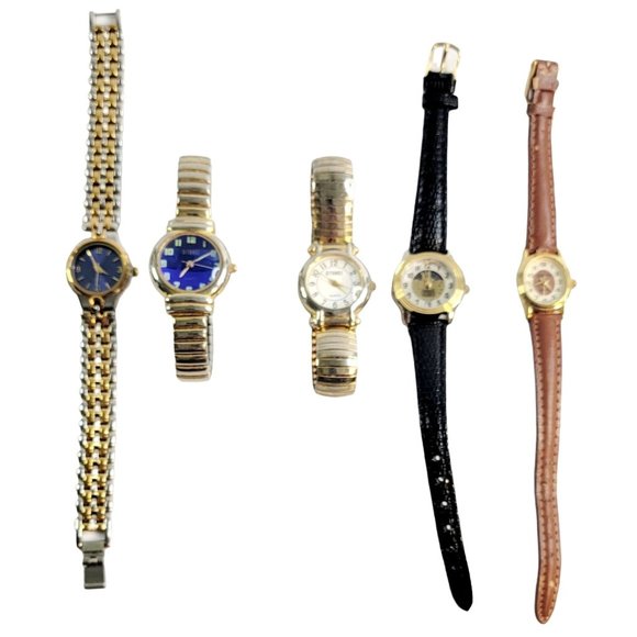 Lot Of 5 Ladies Quarts Watches Dead Batteries Not Tested - Picture 1 of 7